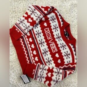 NWT Cozy Vibes Red and White Sweater